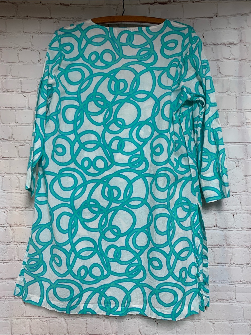 Gretchen Scott Turquoise & Aqua Patterned Tunic Dress Size M - Picture 5 of 5